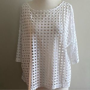 Clara Sun Woo Women's Overlay Net Top with an Open Back White Size Small